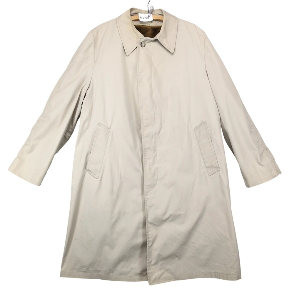Vintage 70s London Fog Beige Maincoats Trench Coat Mens 44L Removable Liner USA